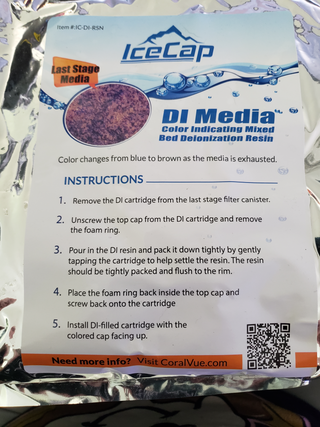 IceCap DI Media Color indicating mixed bed deionization resin 1.25 lbs.